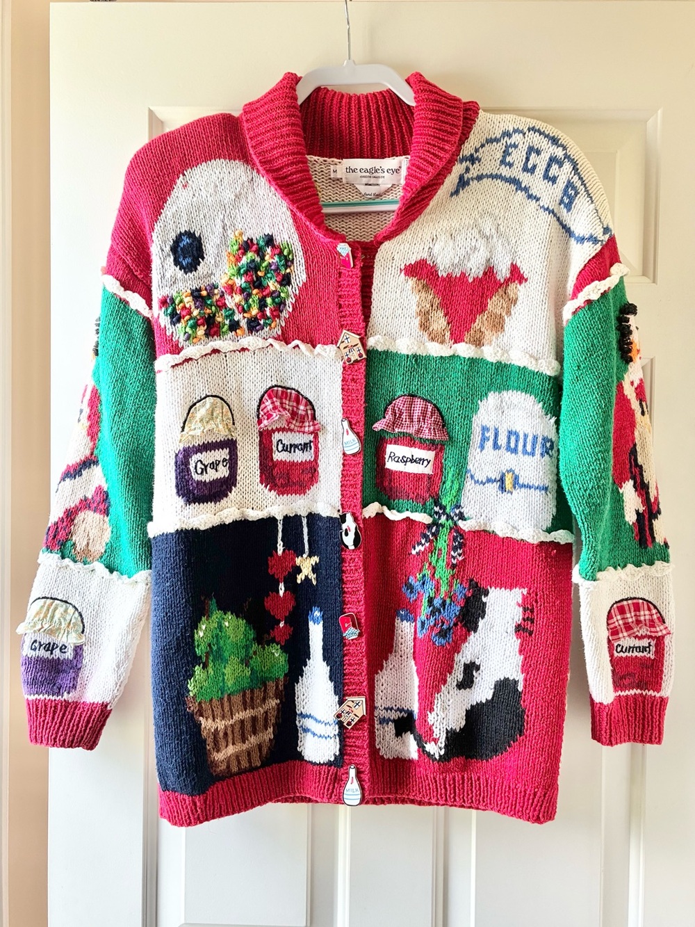 The Eagle’s Eye Christmas ptHoliday Ugly Sweater Cardigan Hand-knit Size M